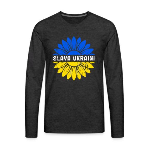 Slava Ukraini Vintage Sunflower Flag T-Shirt - Men's Premium Long Sleeve T-Shirt
