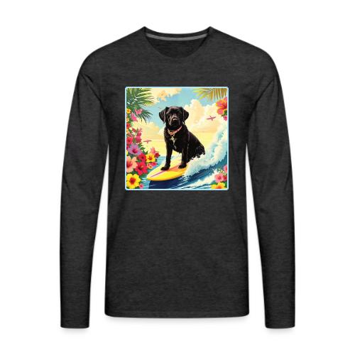 Black Labrador Retriever Surfing - Men's Premium Long Sleeve T-Shirt