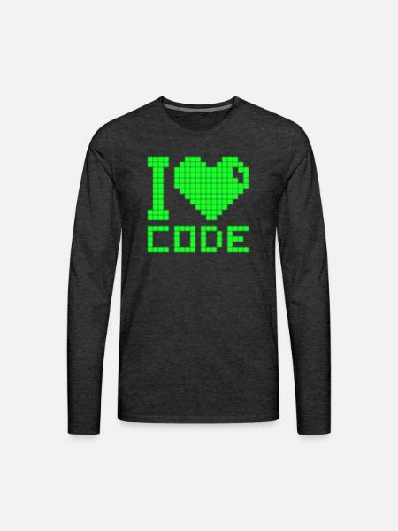 I Love Code Mono - Men's Premium Long Sleeve T-Shirt - charcoal grey
