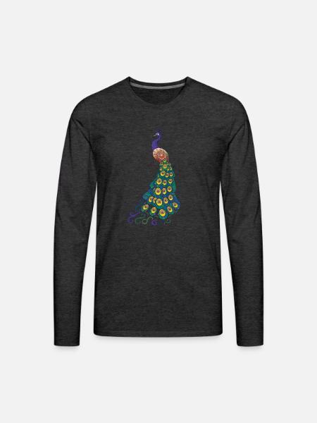 Peacock - Men's Premium Long Sleeve T-Shirt - charcoal grey