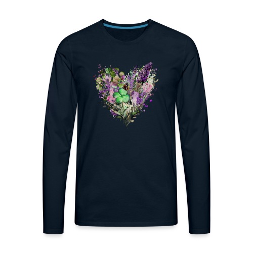 Walk in Love Spring Clover Flowers Heart - Men's Premium Long Sleeve T-Shirt