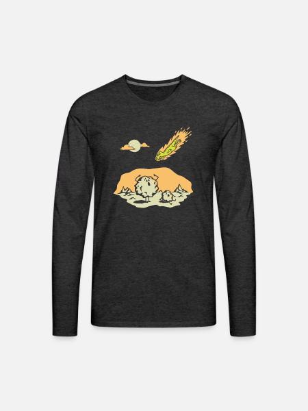 Dinosaur Meteor - Men's Premium Long Sleeve T-Shirt - charcoal grey