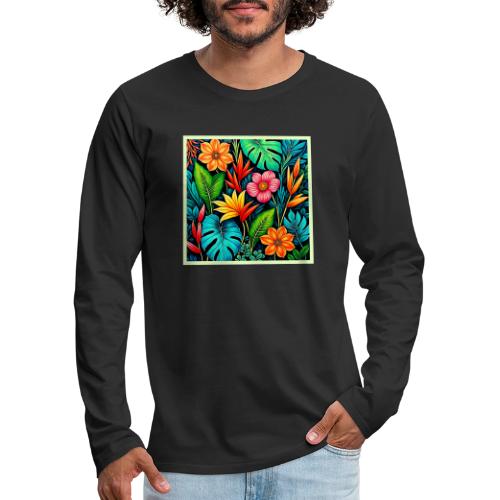 Vibrant Tropical Jungle Bloom Art - Men's Premium Long Sleeve T-Shirt