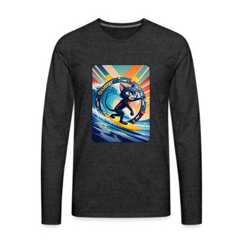 Wavecat Surfing A Rainbow Sunrise - Men's Premium Long Sleeve T-Shirt