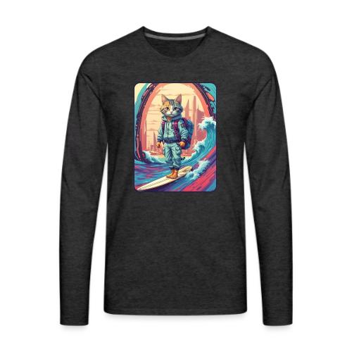 City Surf Messenger Cat - Men's Premium Long Sleeve T-Shirt