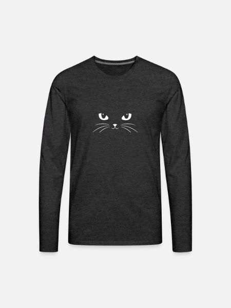 Cat Face - Men's Premium Long Sleeve T-Shirt - charcoal grey