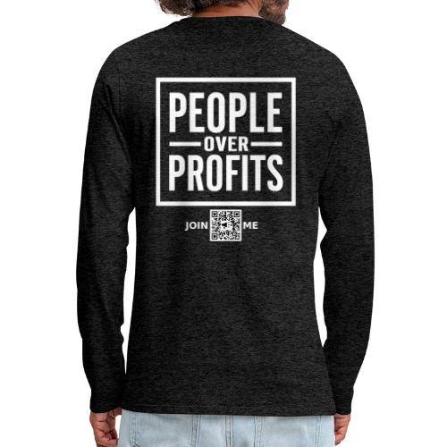 People Over Profits (white, back-facing) - Men's Premium Long Sleeve T-Shirt