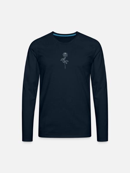 Minimalist Rose Line Art - Men's Premium Long Sleeve T-Shirt - deep navy