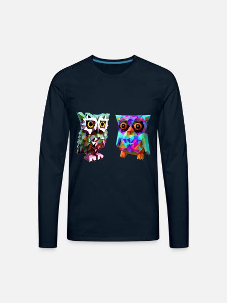 Polygon owls - Men's Premium Long Sleeve T-Shirt - deep navy