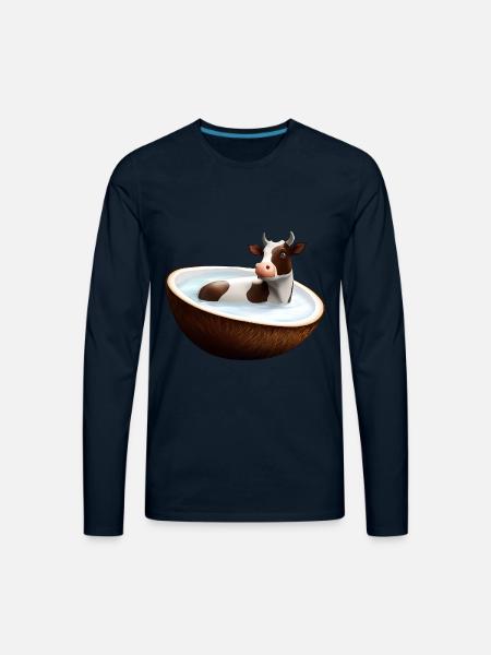 Cow in coconut - Men's Premium Long Sleeve T-Shirt - deep navy