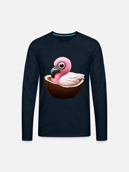 Coconut Flamingo - Men's Premium Long Sleeve T-Shirt - deep navy