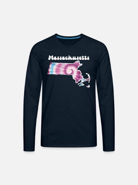 Massachusetts Tie Dye - Men's Premium Long Sleeve T-Shirt - deep navy