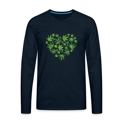 Weed Leaf Heart - Men's Premium Long Sleeve T-Shirt