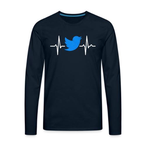 Social Media Heartbeat Blue Bird Graphic - Men's Premium Long Sleeve T-Shirt