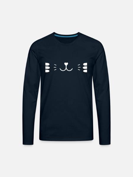Cat Face - Men's Premium Long Sleeve T-Shirt - deep navy