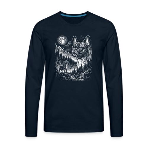 Vintage French Bulldog Moon Howling Tee - Men's Premium Long Sleeve T-Shirt