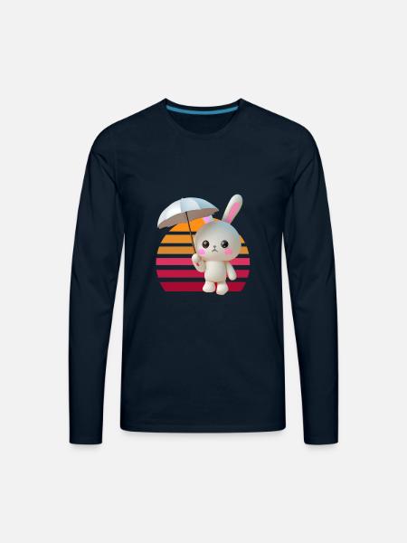 Bunny umbrella - Men's Premium Long Sleeve T-Shirt - deep navy