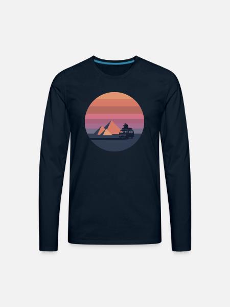 Volkswagen VW T2a Camper With Pyramids - Men's Premium Long Sleeve T-Shirt - deep navy