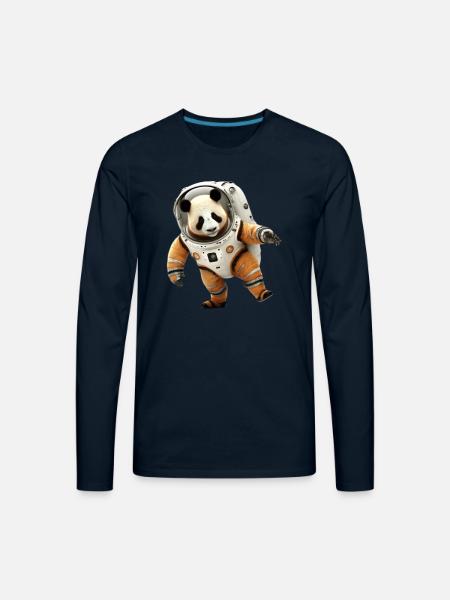 Panda Astronauts Suit - Men's Premium Long Sleeve T-Shirt - deep navy