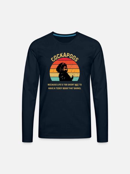 Cockapoo Retro Sunset - Men's Premium Long Sleeve T-Shirt - deep navy