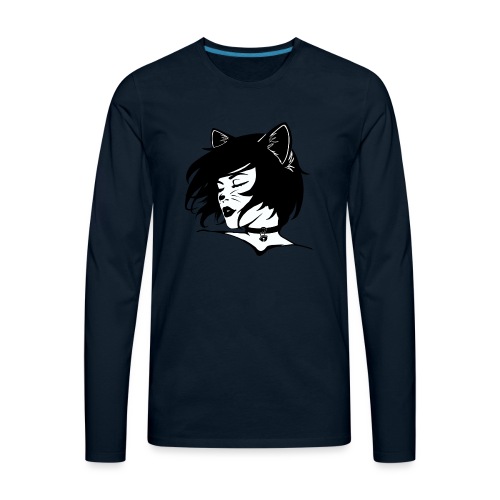 Cute Kitty Cat Halloween Costume (Tail on Back) - Men's Premium Long Sleeve T-Shirt