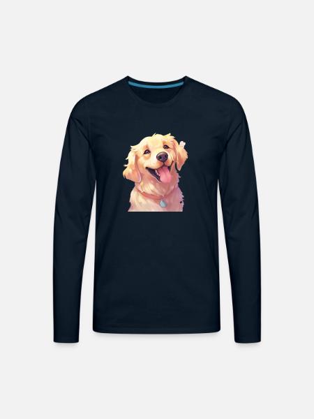 Golden Retriever Art - Men's Premium Long Sleeve T-Shirt - deep navy