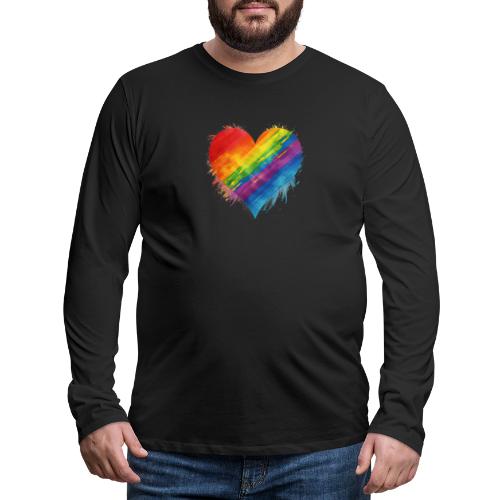 Watercolor Rainbow Pride Heart - LGBTQ LGBT Pride - Men's Premium Long Sleeve T-Shirt
