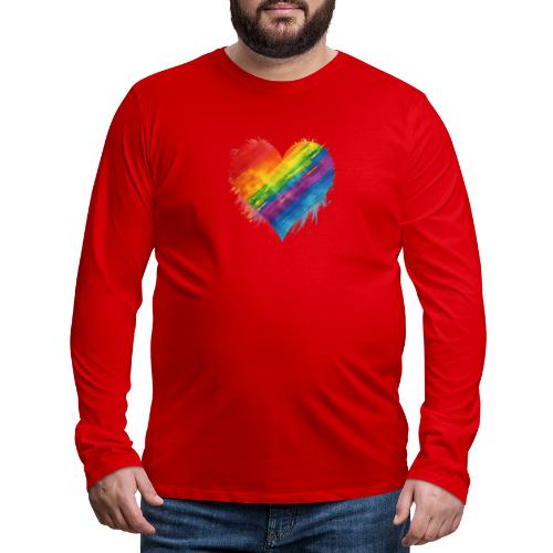 Watercolor Rainbow Pride Heart - LGBTQ LGBT Pride - Men's Premium Long Sleeve T-Shirt