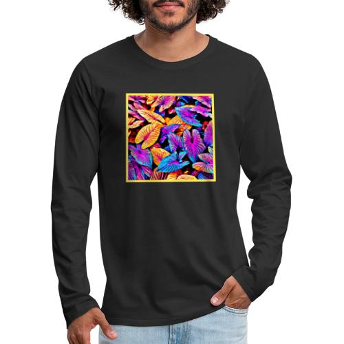 Captivating Neon Elegance Leaf Pattern - Men's Premium Long Sleeve T-Shirt