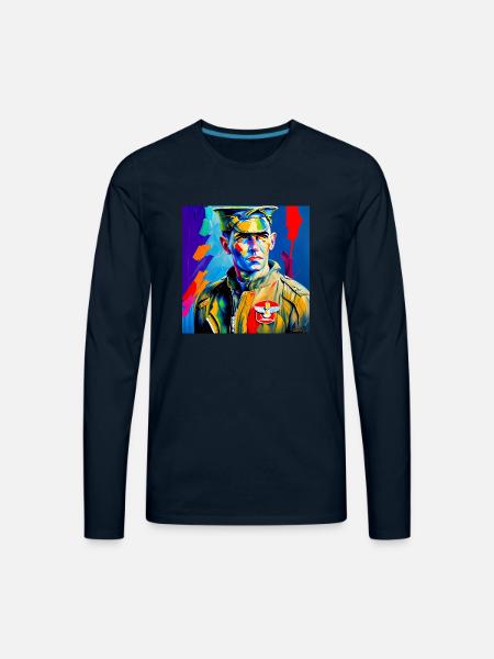 American Bomber Pilot - WW2 - Men's Premium Long Sleeve T-Shirt - deep navy