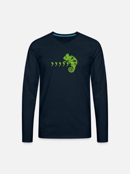 Comma Chameleon - Men's Premium Long Sleeve T-Shirt - deep navy