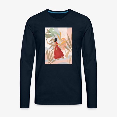 Red Dahlia summer flower - Men's Premium Long Sleeve T-Shirt