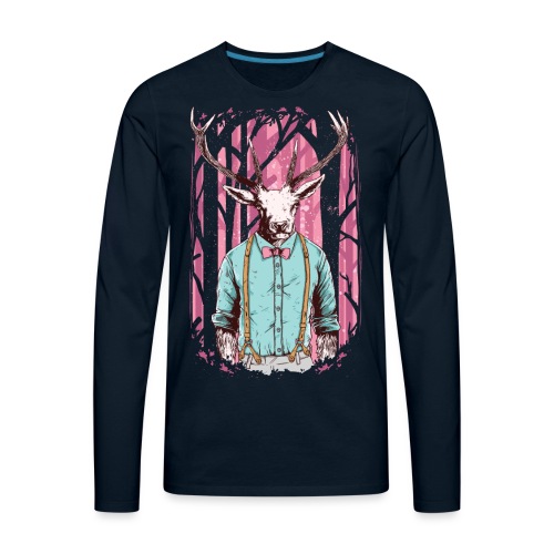 Fashion Deer with Bow Tie - Men's Premium Long Sleeve T-Shirt