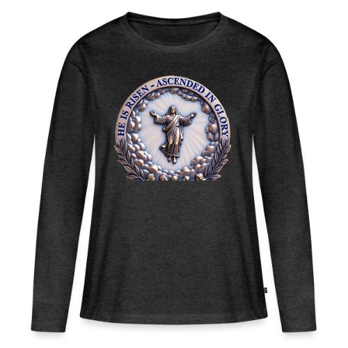 He Is Risen Ascended In Glory T Shirt, Gift - Women's Premium Slim Fit Long Sleeve T-Shirt