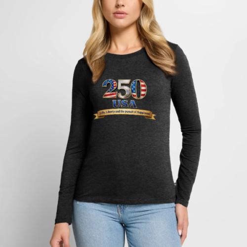 250 USA Liberty Banner - Women's Premium Slim Fit Long Sleeve T-Shirt