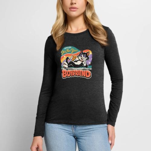Sassy Cat Pride Pizza Retro Comic - Women's Premium Slim Fit Long Sleeve T-Shirt