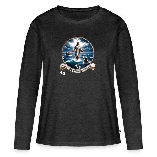 Walking On Water Faith T Shirt, Christian Miracle - Women's Premium Slim Fit Long Sleeve T-Shirt