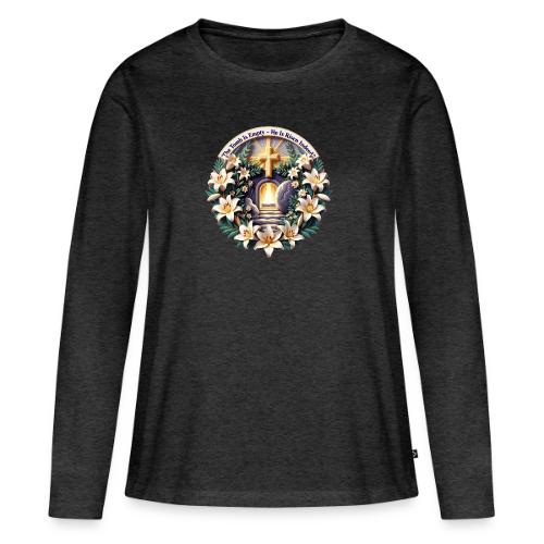 Easter The Tomb Is Empty T Shirt, Christian Gift - Women's Premium Slim Fit Long Sleeve T-Shirt