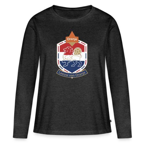 Netherlands Lion Crest T-Shirt, Dutch Badge Gift - Women's Premium Slim Fit Long Sleeve T-Shirt
