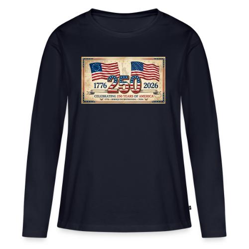 USA 250th Anniversary Flags Emblem - Women's Premium Slim Fit Long Sleeve T-Shirt