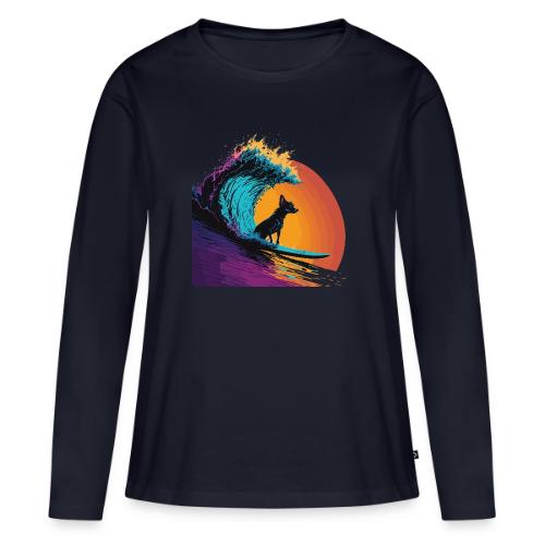 Black Dog Surfing Emerald Wave - Women's Premium Slim Fit Long Sleeve T-Shirt