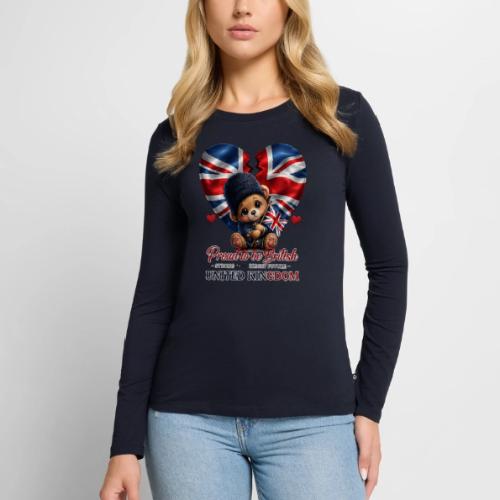 Proud to Be British Teddy Bear UK Patriot Gift - Women's Premium Slim Fit Long Sleeve T-Shirt