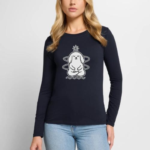 Cute Meditating Bunny Zen Yoga Animal - Women's Premium Slim Fit Long Sleeve T-Shirt