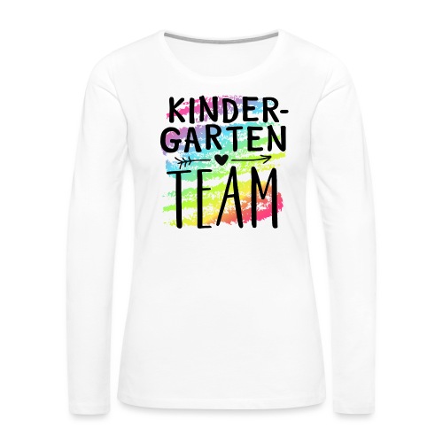 Kindergarten Team Crayon Splash Teacher T-Shirts - Women's Premium Slim Fit Long Sleeve T-Shirt