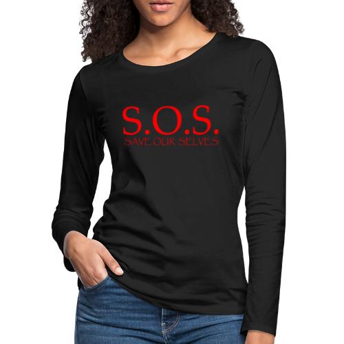 sos no emotion red - Women's Premium Slim Fit Long Sleeve T-Shirt
