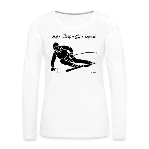 Eat Sleep Ski Repeat - bw - new001 - Women's Premium Slim Fit Long Sleeve T-Shirt