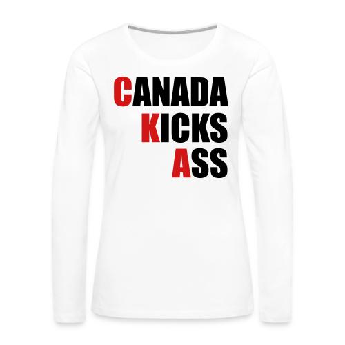 Canada Kicks Ass Vertical - Women's Premium Slim Fit Long Sleeve T-Shirt