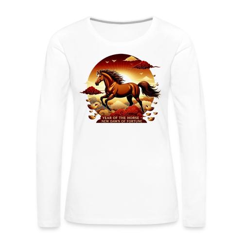 Year of the Horse Sunrise T Shirt, Lunar New Year - Women's Premium Slim Fit Long Sleeve T-Shirt
