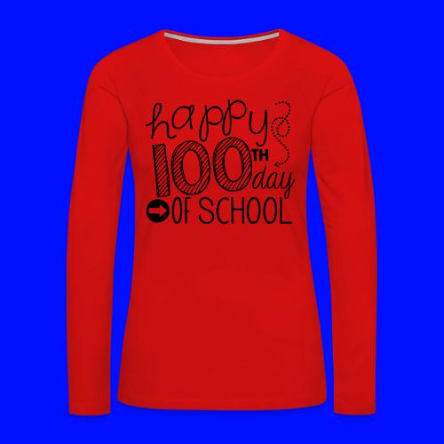 Happy 100th Day of School Arrows Teacher T-shirt - Women's Premium Slim Fit Long Sleeve T-Shirt