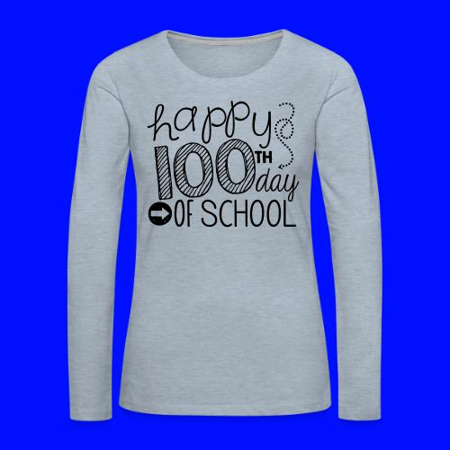 Happy 100th Day of School Arrows Teacher T-shirt - Women's Premium Slim Fit Long Sleeve T-Shirt